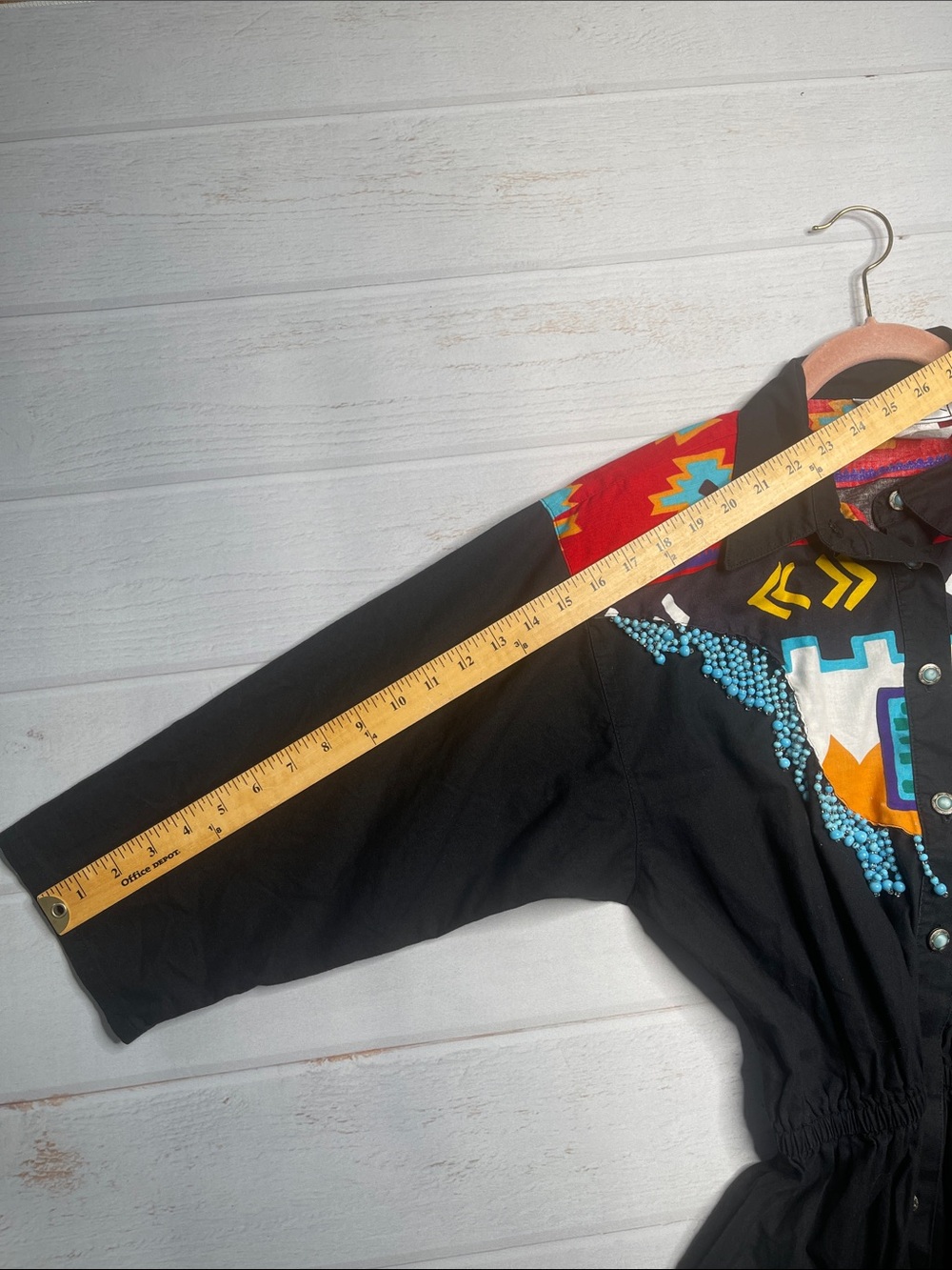 90s Western Dress 10 D. Frank USA Rodeo Queen Cowgirl Vintage Black Beads Fringe - Picture 15 of 15